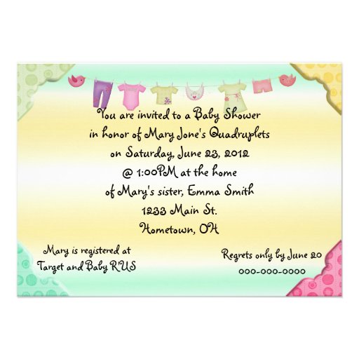 Baby Shower for Quadruplets Custom Invite