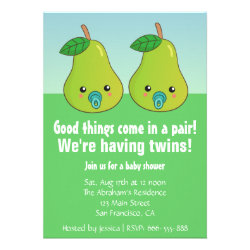 Baby Shower for Twins - Cute pears with pacifiers Invitations