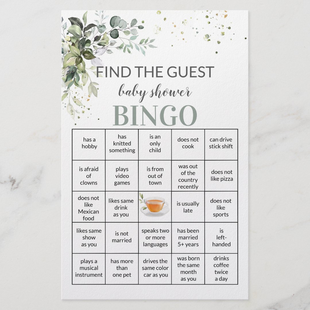 Baby Shower Game Find The Guest Bingo Card Flyer Zazzle