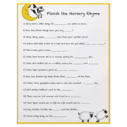 Baby Shower Game - Finish the Nursery Rhyme flyer
