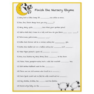 Missing Words Baby Shower Game
