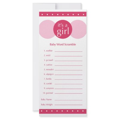 Baby Shower game- pinks Rack Card Design by jmheide