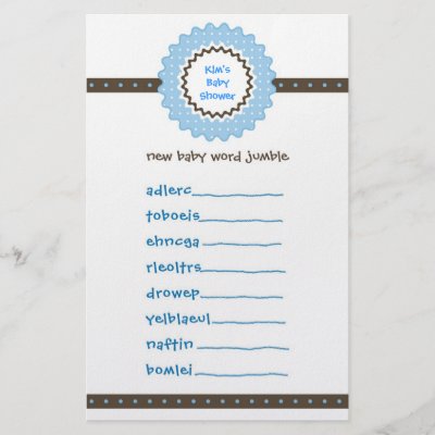 Baby Shower Products on Baby Shower Game   Word Jumble Stationery Design From Zazzle Com