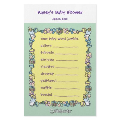 Baby Shower Game - Word Jumble Stationery Design by cutietoots