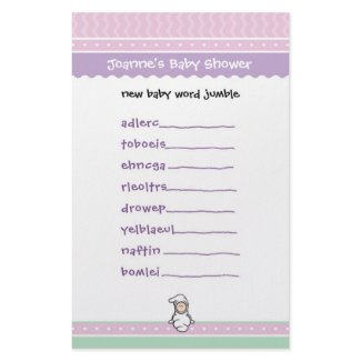 Baby Shower Game - Word Jumble stationery