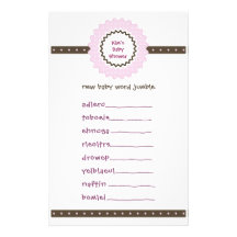 Baby Shower Game - Word Jumble Stationery