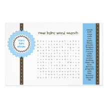 Baby Shower Game - Word Search Custom Stationery
