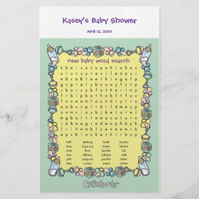 Free Online Baby Shower Games on Baby Shower Game   Word Search Custom Stationery From Zazzle Com