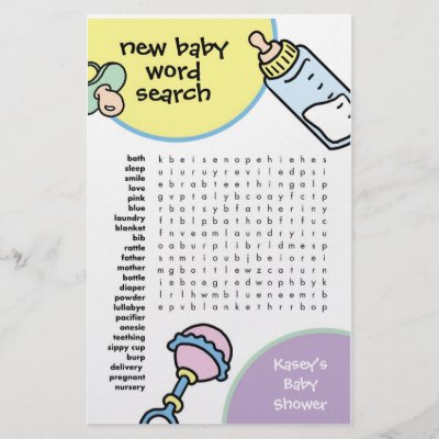 Games Play Baby Showers on Baby Shower Game   Word Search Customized Stationery From Zazzle Com