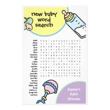 Baby Shower Game - Word Search Customized Stationery