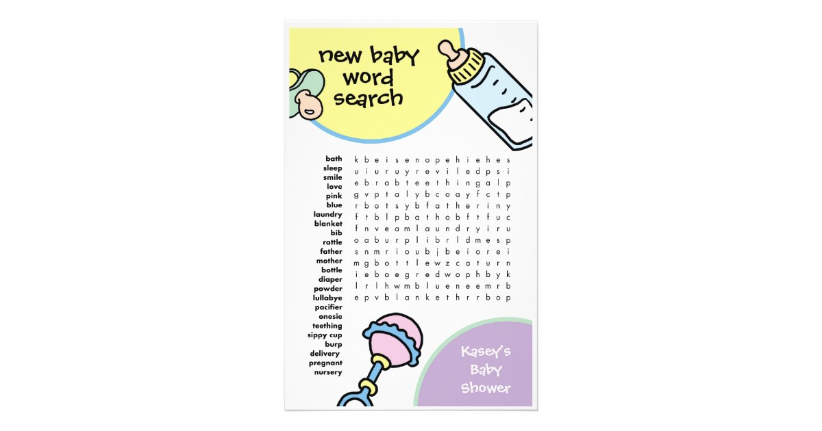 baby shower game word search stationery zazzle word for baby shower