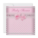 Baby Shower Girl Baby Pink Spot Pearl Lace Invitations