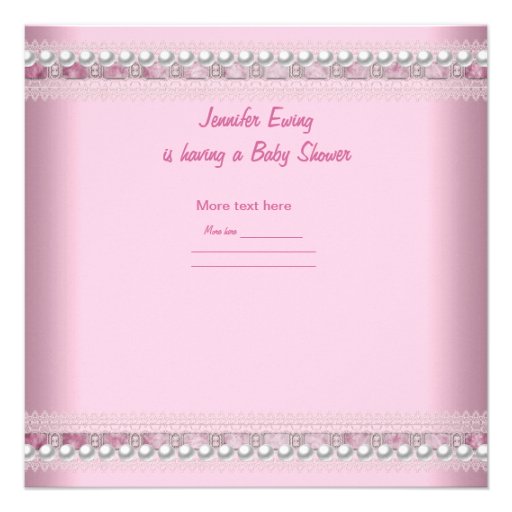 Baby Shower Girl Baby Pink Spot Pearl Stork Invites