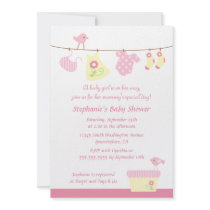 Baby shower girl birds laundry party invitation