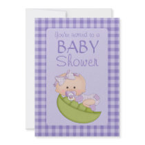 Baby Shower Girl in a Pod Purple Invitation