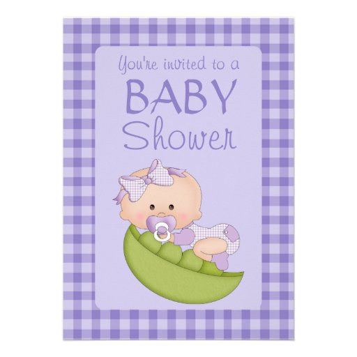 Baby Shower Girl in a Pod Purple Invitation