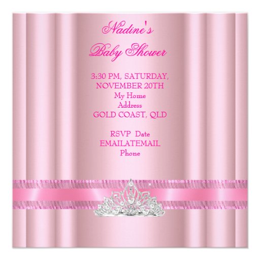 Baby Shower Girl Pink Princess Black Custom Invites