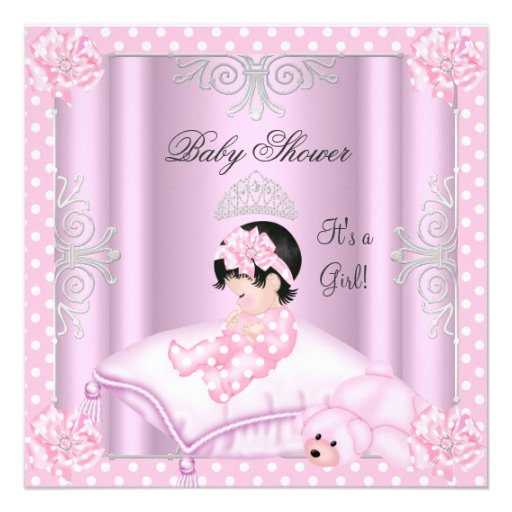 Baby Shower Girl Pink Princess Tiara Invites