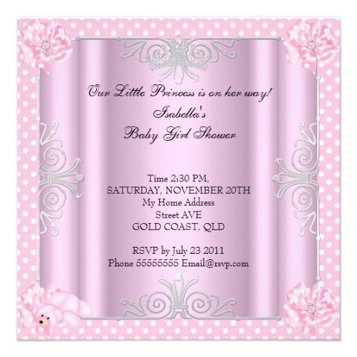 Baby Shower Girl Pink Princess Tiara Invites