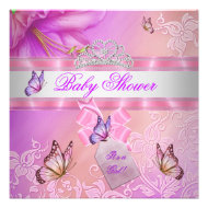 Baby Shower Girl Pink Purple Princess Butterfly Invites