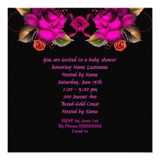 Baby Shower Girl Pink Rose Flowers 2 Personalized Announcements