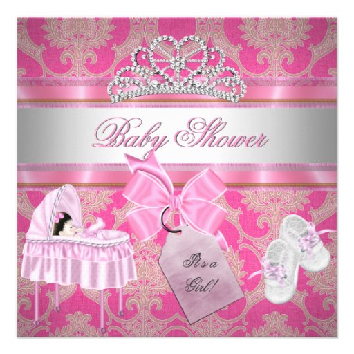 Baby Shower Girl Pink White Princess Invitation
