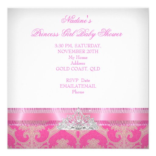 Baby Shower Girl Pink White Princess Invitation