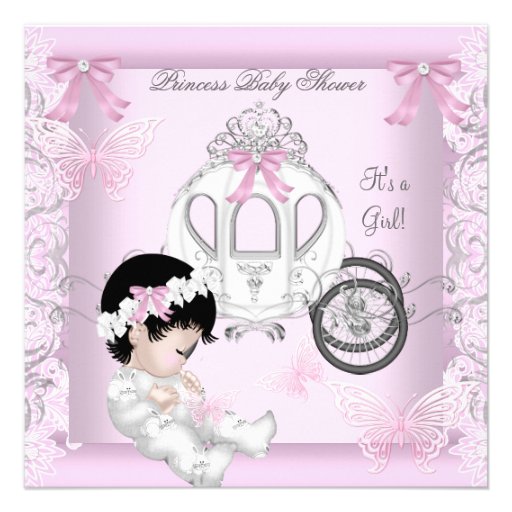 Baby Shower Girl Princess Carriage Butterfly Invite