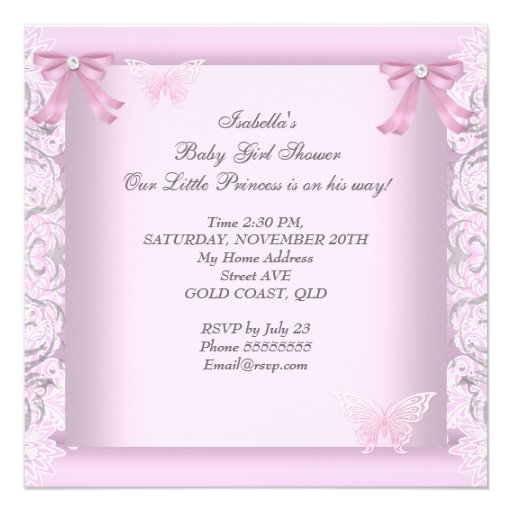 Baby Shower Girl Princess Carriage Butterfly Invite