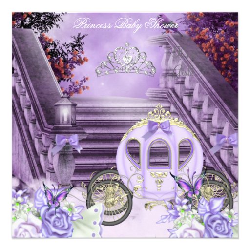 Baby Shower Girl Princess Carriage Lavender Custom Invites