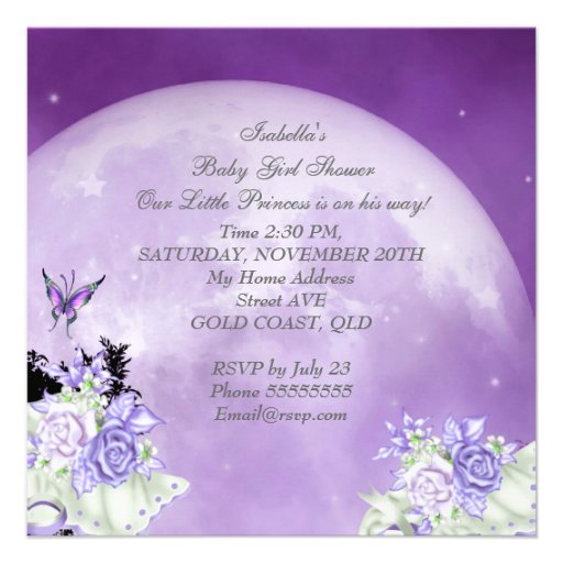 Baby Shower Girl Princess Carriage Lavender Custom Invites
