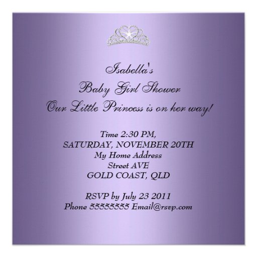 Baby Shower Girl Princess Tiara Black Custom Announcements