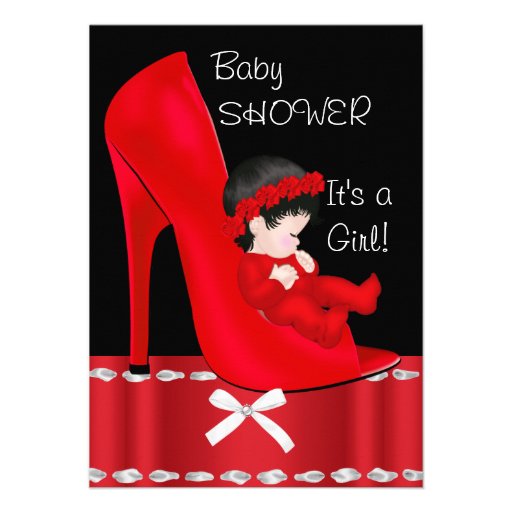 Baby Shower Girl Red High Heel Shoe Invite | Zazzle