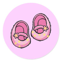 Baby shower (girl) round sticker