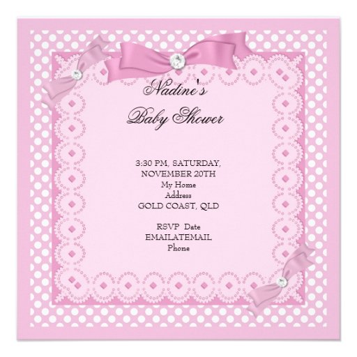 Baby Shower Girl White Pink Princess Tiara Announcement