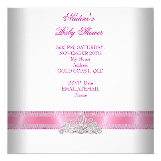 Baby Shower Girl White Pink Princess Tiara Magical Personalized Invitations