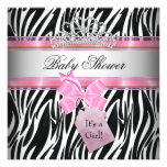 Baby Shower Girl Zebra Pink Princess Black Personalized Invite