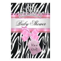 Baby Shower Girl Zebra Pink Princess invitations