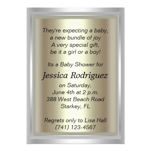Baby Shower Gold Silver Neutral Personalized Invitations