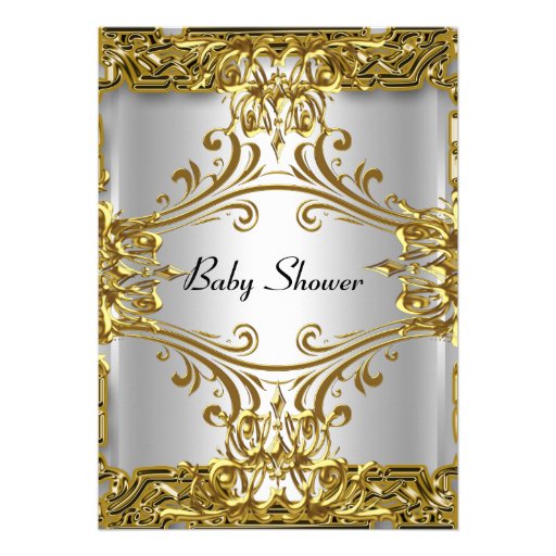 Baby Shower Gold Silver Neutral Personalized Invitations