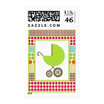 Baby Shower  - Green Carriage & Boho Dots Postage