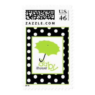 Baby Shower - Green Umbrella &amp; Polka Dots Stamp