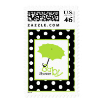 Baby Shower  - Green Umbrella & Polka Dots Stamp