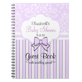 Baby Shower Guest Book-Lavender Damask Notebook