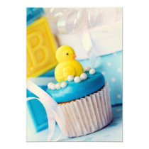 baby, shower, invitation, duck, ducky, blue, yellow, Invitation med brugerdefineret grafisk design