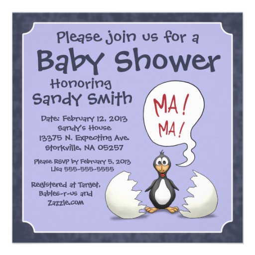 Baby Shower Invitation 107: Baby Penguin