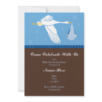 Baby Shower Invitation 5x7 - Blue and Brown