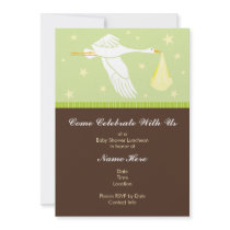 Baby Shower Invitation 5x7 - Green and Brown