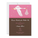 Baby Shower Invitation 5x7 - Pink and Brown by maboles Baby Shower Invitation 5x7 - Pink and Brown