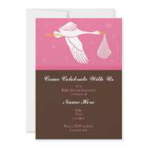 Baby Shower Invitation 5x7 - Pink and Brown